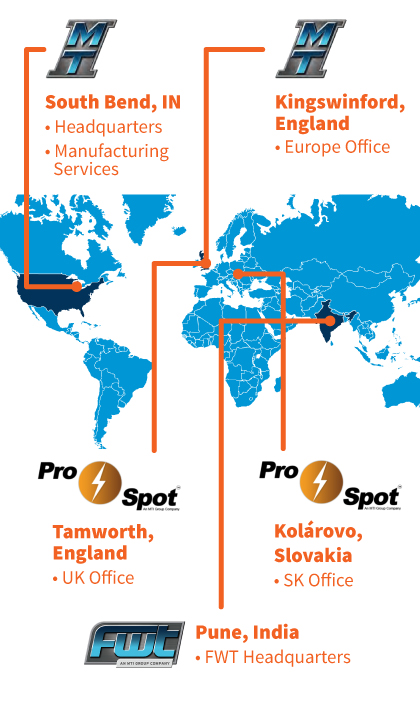 MTI locations on a global map for mobile.